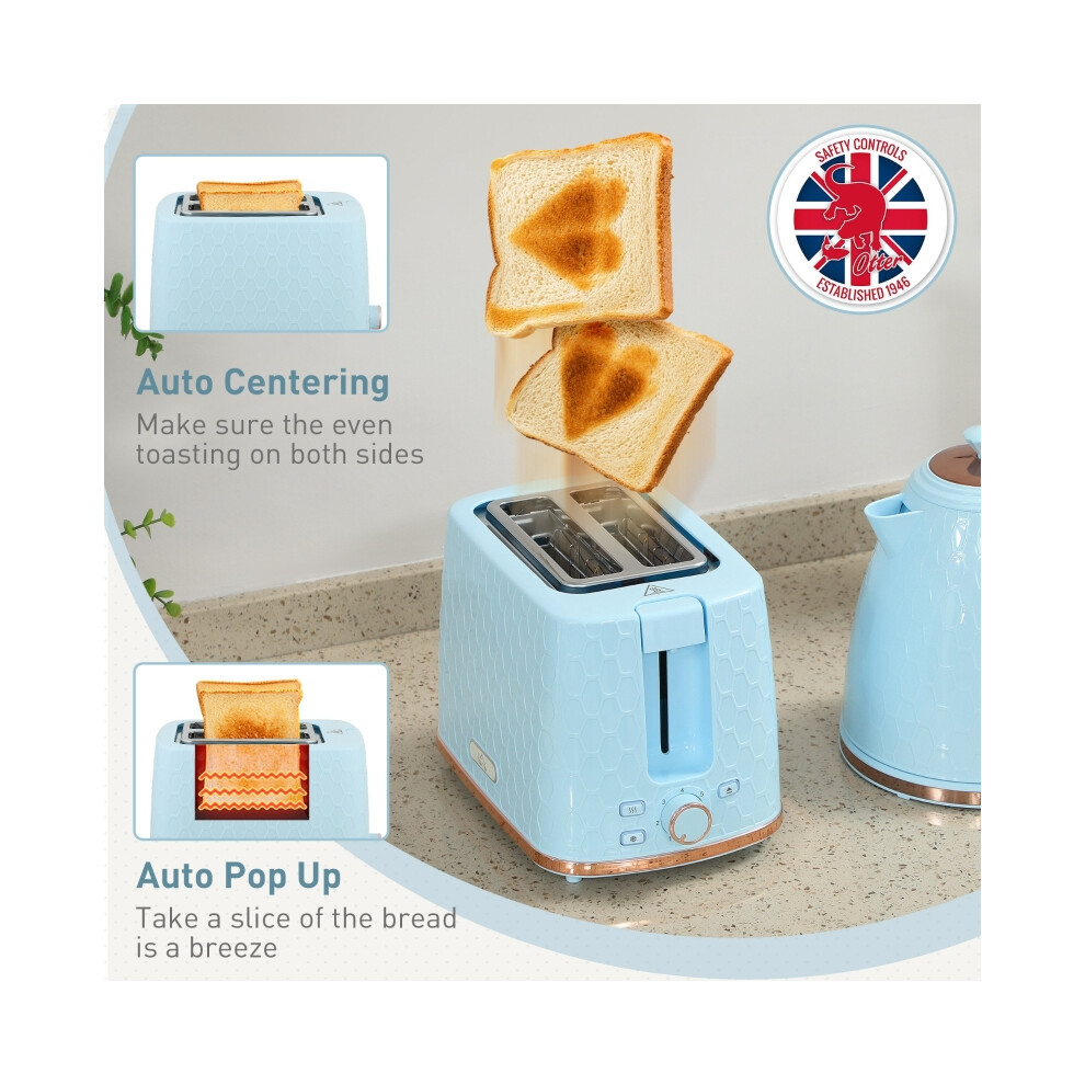 Light Blue Electric Kettle & Toaster Set 1.7L 3000W Fast Boil with Auto Shut Off & Browning Controls-image-OPC-PMZHV9J-NEW