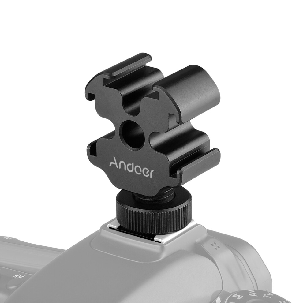 Portable Aluminum Alloy Triple Cold Shoe Mount Extension Bracket, Black 8761361745192