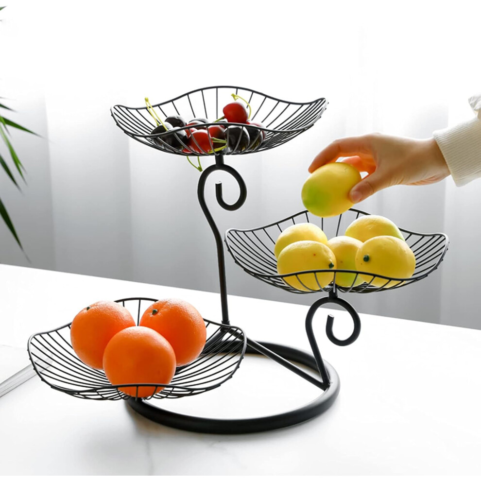 Artistic Elegance Fruit Basket, Hollow Design 3-Tier Organizer With Durable Craftsmanship For Counter Or Reception Hall (Quickly Disassembles For Stor-image-OPC-PMZHWKQ-NEW