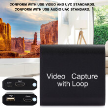 HDMI Capture Card USB 2.0 4K Loop Out Echtzeit-Streaming Schwarz