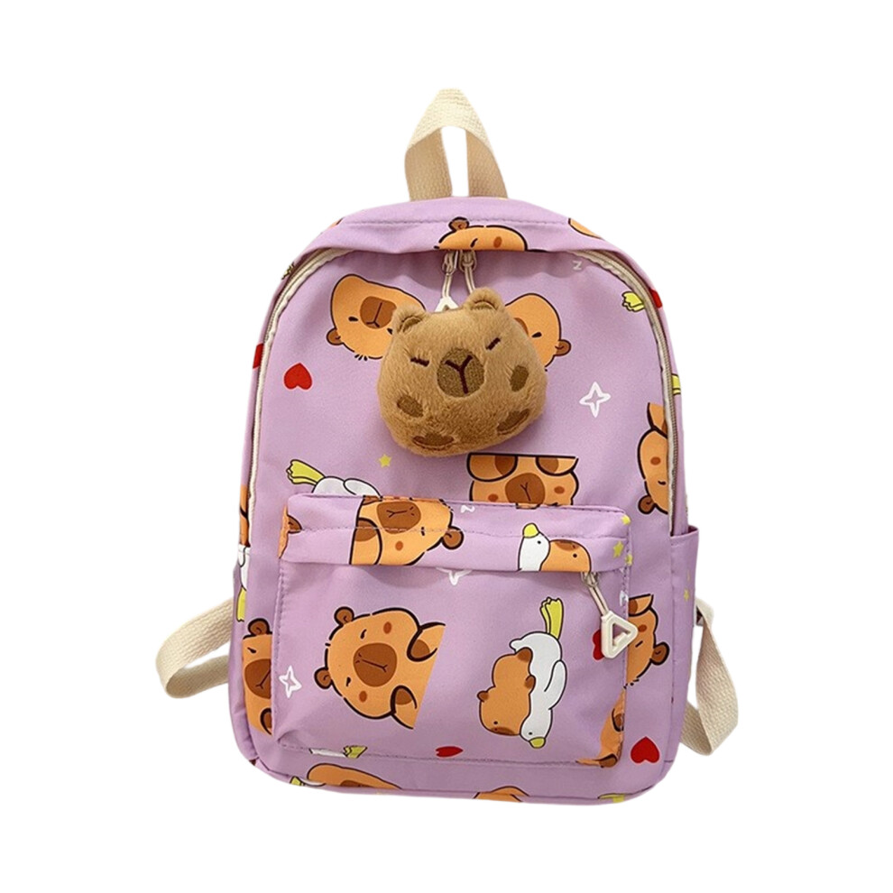 Fun Capybara Character Backpack School Bag For-Light purple