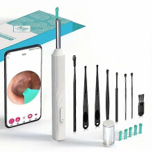 (WHITE) Smart Visual Ear Cleaner 1296P Ear Sticks Otoscope USB C Charging Endoscope Wax Removal Tool Earpick MIni Camera Health Care Set