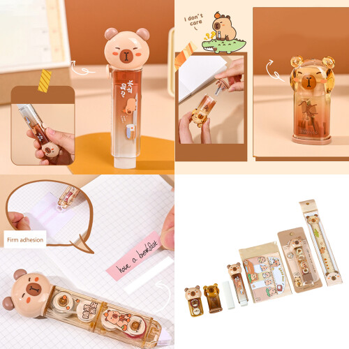 1 Set Capybara Stationery Set Sharpener Ruler-Coffee color 1