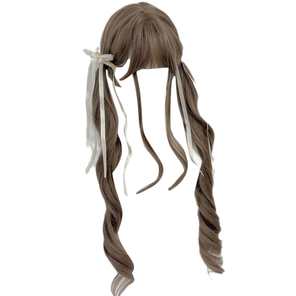 Synthetic Wigs Headgear Long Wavy Wigs-Honey tea flax color