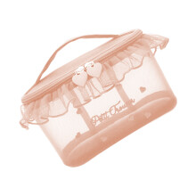 Make-up-Tasche aus Nylon mit transparentem Netzstoff-Großes Rosa