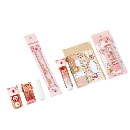 1 Set Learning Gift Box Sharpener Capybara Stationery Set-Pink