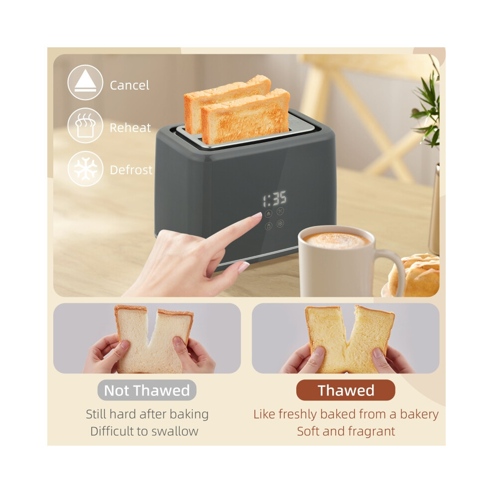 Stainless Steel 1.5L 3000W Electric Kettle & 2-Slice Toaster Set Fast Boil 7 Level Browning LED Touch Display Grey-image-OPC-PMZHYHQ-NEW