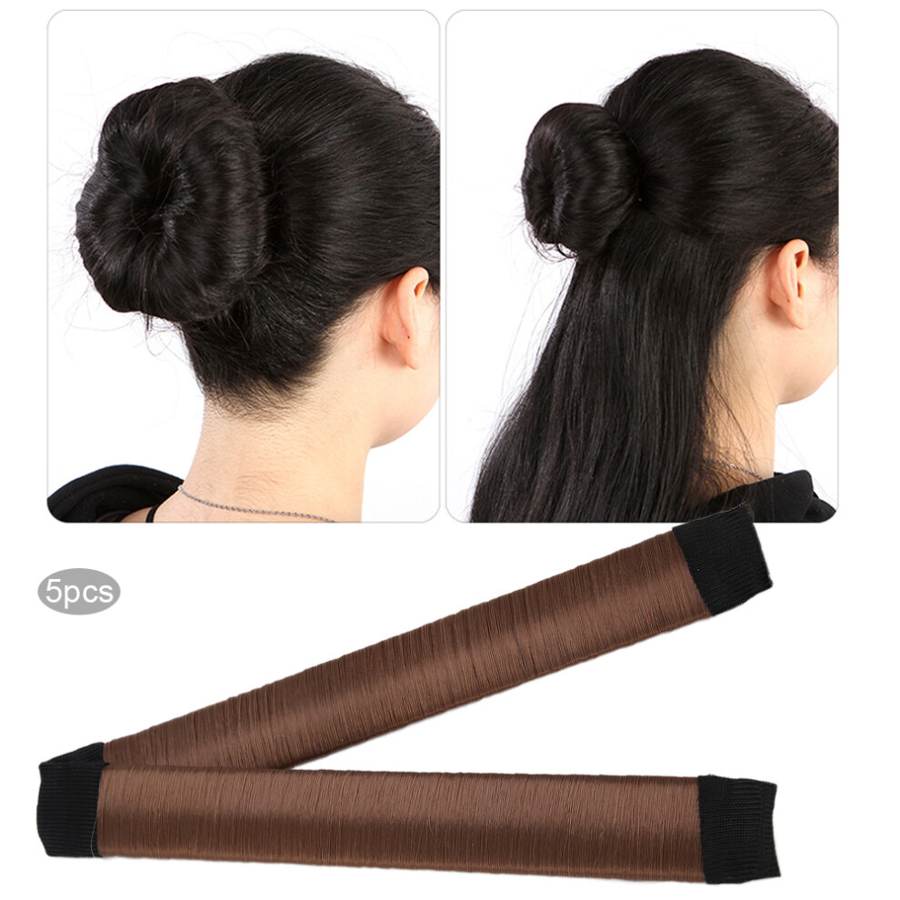 Brown 5Pcs Wig Donuts Head Bands Â Hair Styling Tools, 21Cm