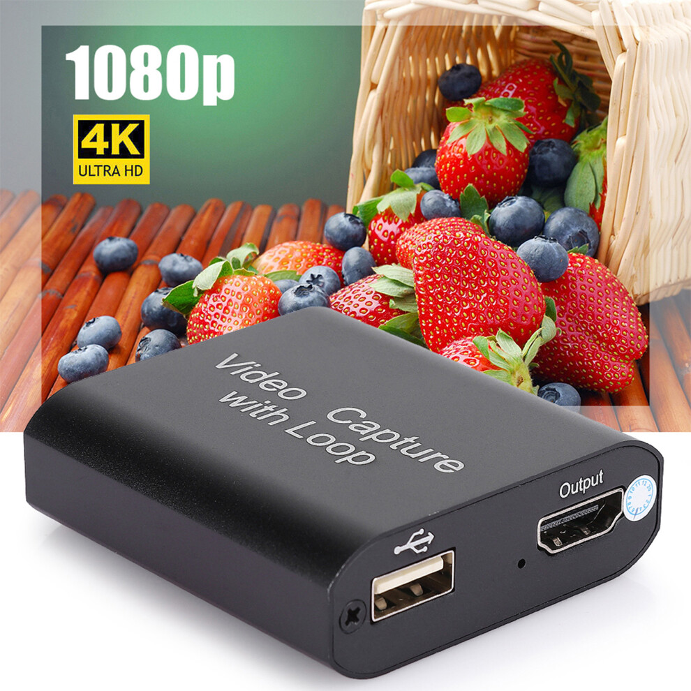 Hdmi Capture Card With Loop Out, 4K Input, 1080P Output, Usb 2.0, Black 8171361752227