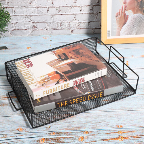 Stackable Iron Mesh Document Tray: Durable Lightweight 1 Layer Storage