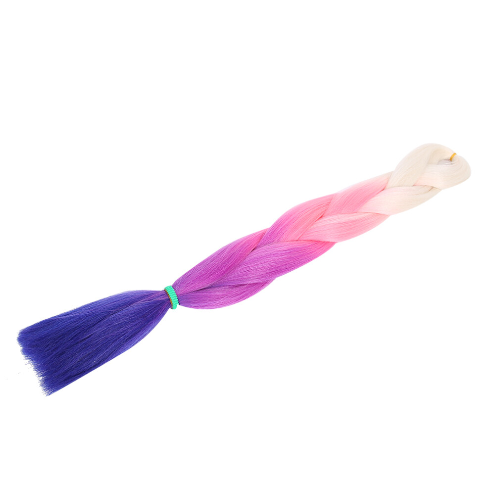 Jumbo Synthetic Twist Braid Hair Extensions in Gradient White Pink Purple Blue