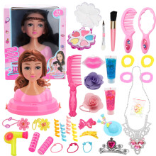 Komplettes Schminkpuppe-Set zum Anziehen mit Zopf-Spielsachen für Mädchen, Mode-Set für Kinder