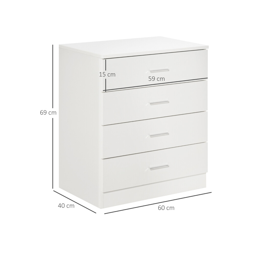 4-Drawer HOMCOM Storage Chest with Metal Rails Anti-Tip Security Nursery Playroom Hallway 80cm White-image-OPC-PMZJ8FW-NEW