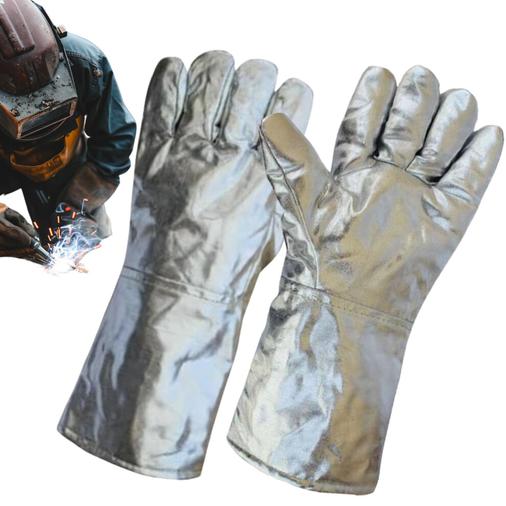 Heat Resistant Gloves - Aluminum Foil High Temperature Welding Gloves,Foundry Mittens For Casting Metallurgy Glass Processing Restaurant Steel 9105992101900