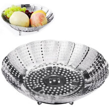 Dampkurv med speilfinish, elegant sammenleggbar og utvidbar dampkurv i rustfritt stål for rask oppvarming, ergonomisk designet håndtak med speil