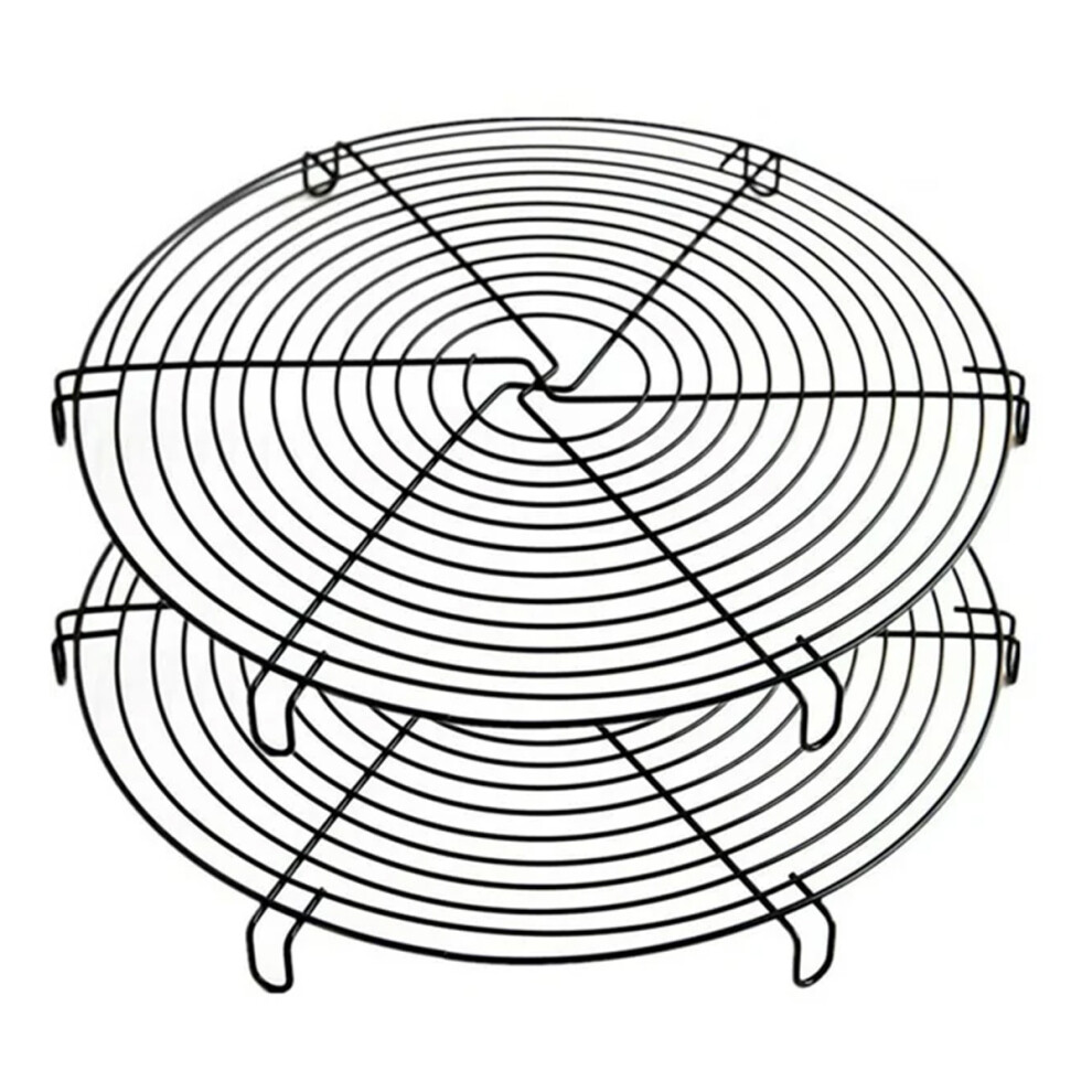 Wire Baking Steaming Rack For Oven, Round Cooling Rack With Dense Parallel Lines And Nonstick Coatings, Elevates Food For Quick Cooking, 2Pcs-image-OPC-PMZJGSC-NEW