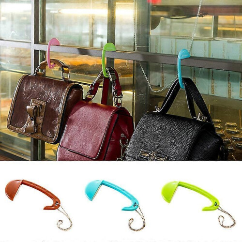 (Blue) Portable Removable Plastic Bag Hook Table Desk Purse Handbag Holder Mini Hanger 2