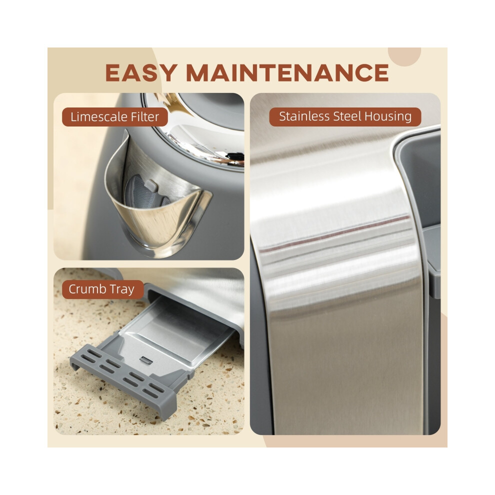 Electric Kettle 1.7L Stainless Steel 3000W Rapid Boil with UK Strix Thermostat & Limescale Filter Grey & Silver Color-image-OPC-PMZJKZQ-NEW