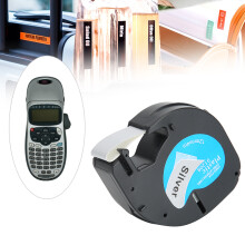 12mm Silver Background Black Letter Tape for Dymo 91208 Labeling Device