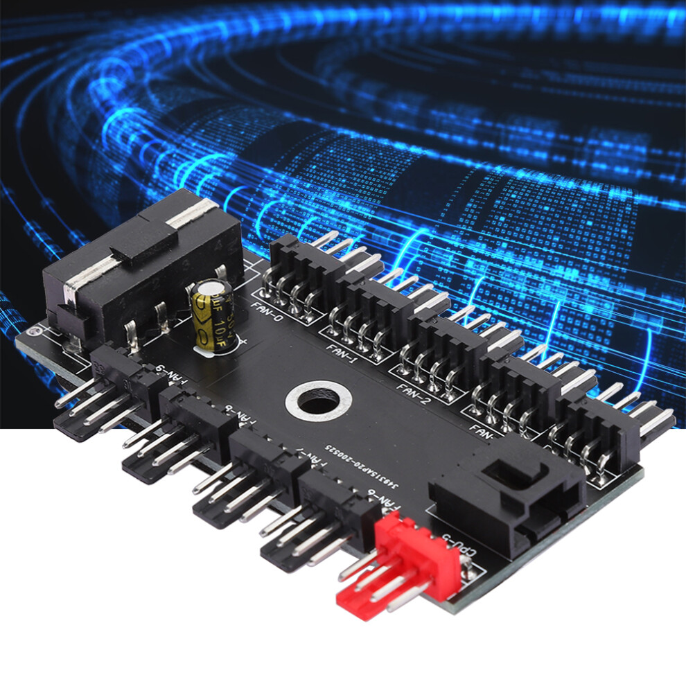10-Port Fan Hub Computer Cooler System 12V Pwm Chassis Cooler 4661361784440