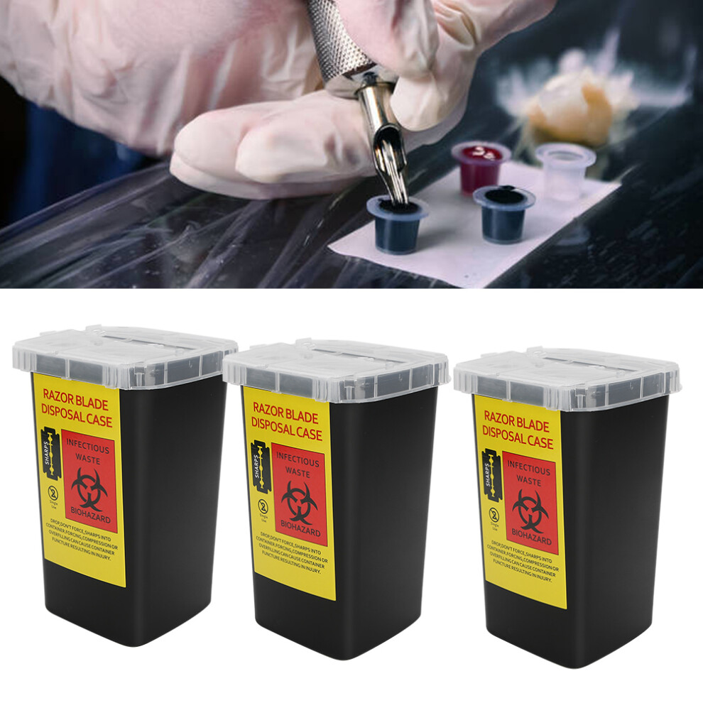 Tattoo Needle Trash Container 3pcs Set Storage Box for Waste 1.5L Capacity