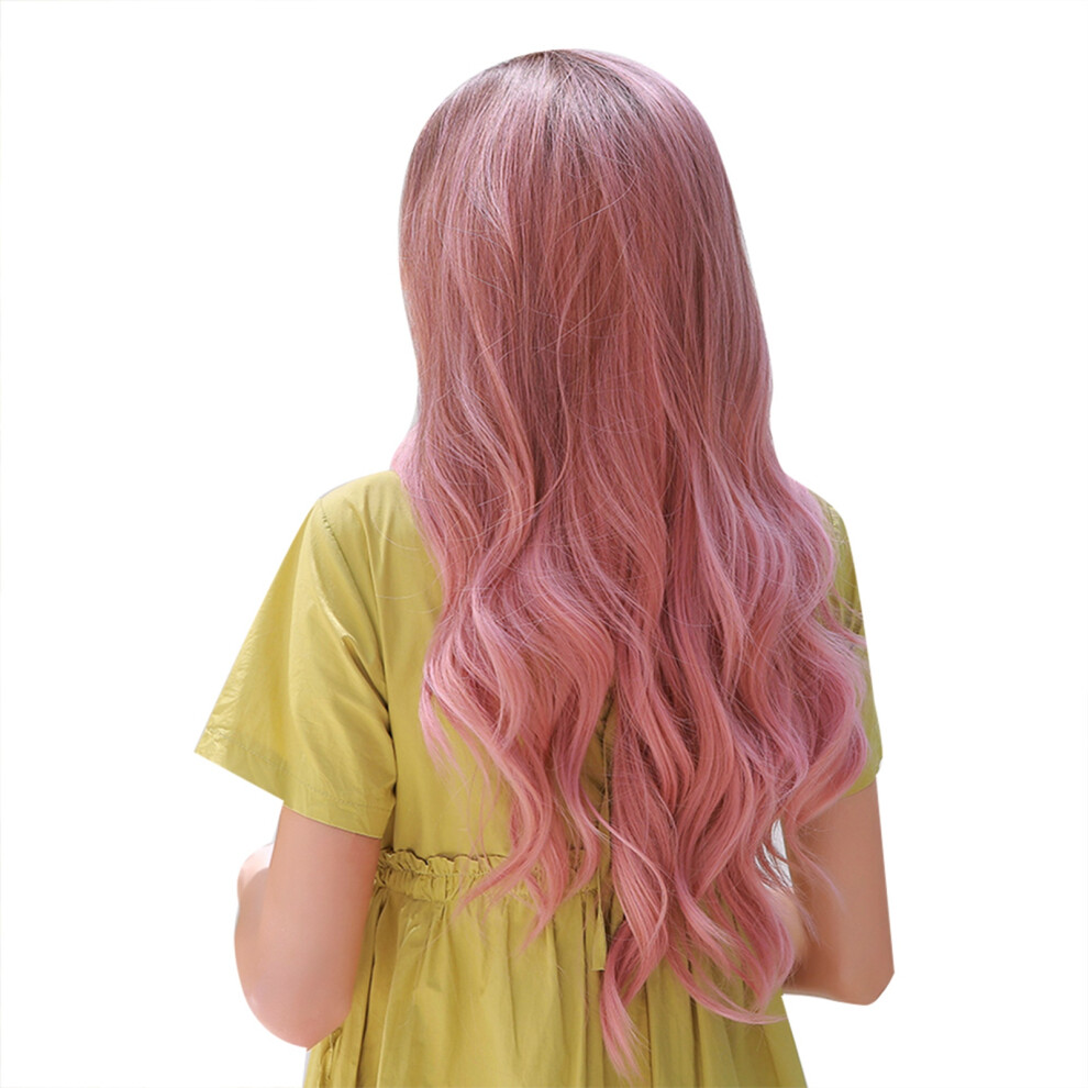 Unisex Pink Lc313-1 Long Wavy Wig 70Cm Curly Cosplay Full Hair