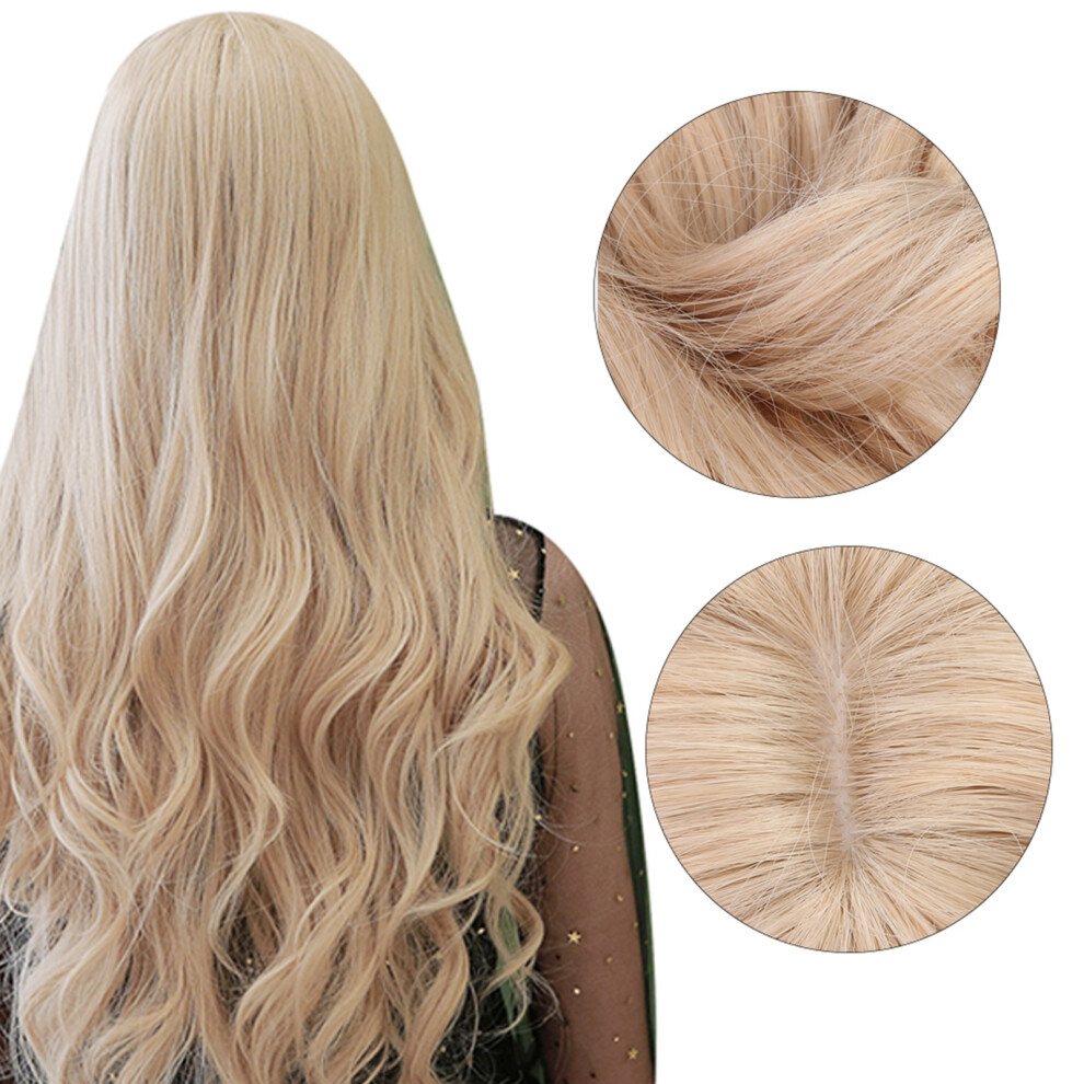 Unisex Gold Mqf270-1 Women Short Curly Wigs 71Cm High Temp Synthetic For Parties