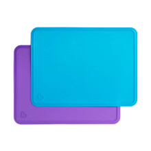 Fleckenfreie Silikon-Tischsets, rutschfeste Kinder-Tischsets mit erhöhtem Rand für einfache Reinigung, ideal für unterwegs, 2er-Pack, blau-lila