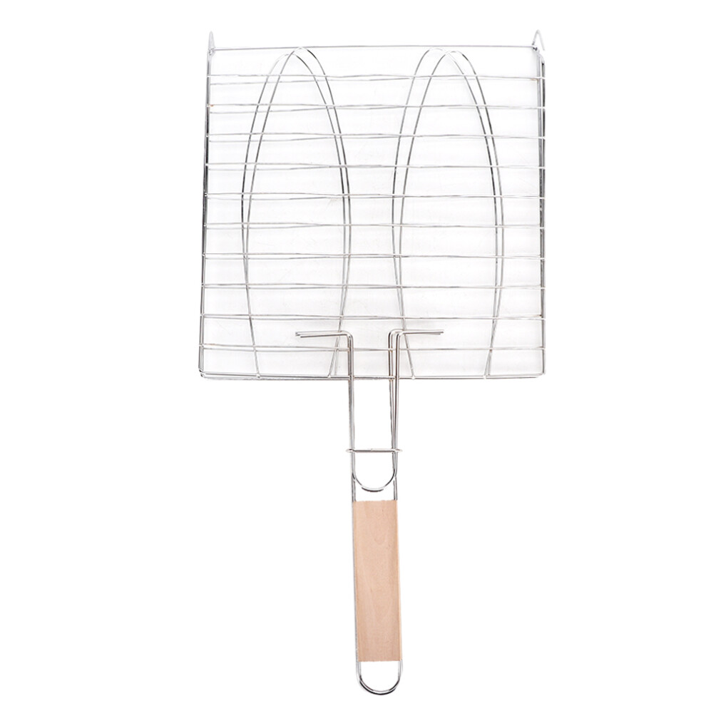 Stainless Steel BBQ Grilling Basket Non-Stick, Food-safe Material Grill Net with Handle, Durable & Top Quality Barbecue Basket for Fish Meat Vegetable-image-OPC-PMZJQ6R-NEW