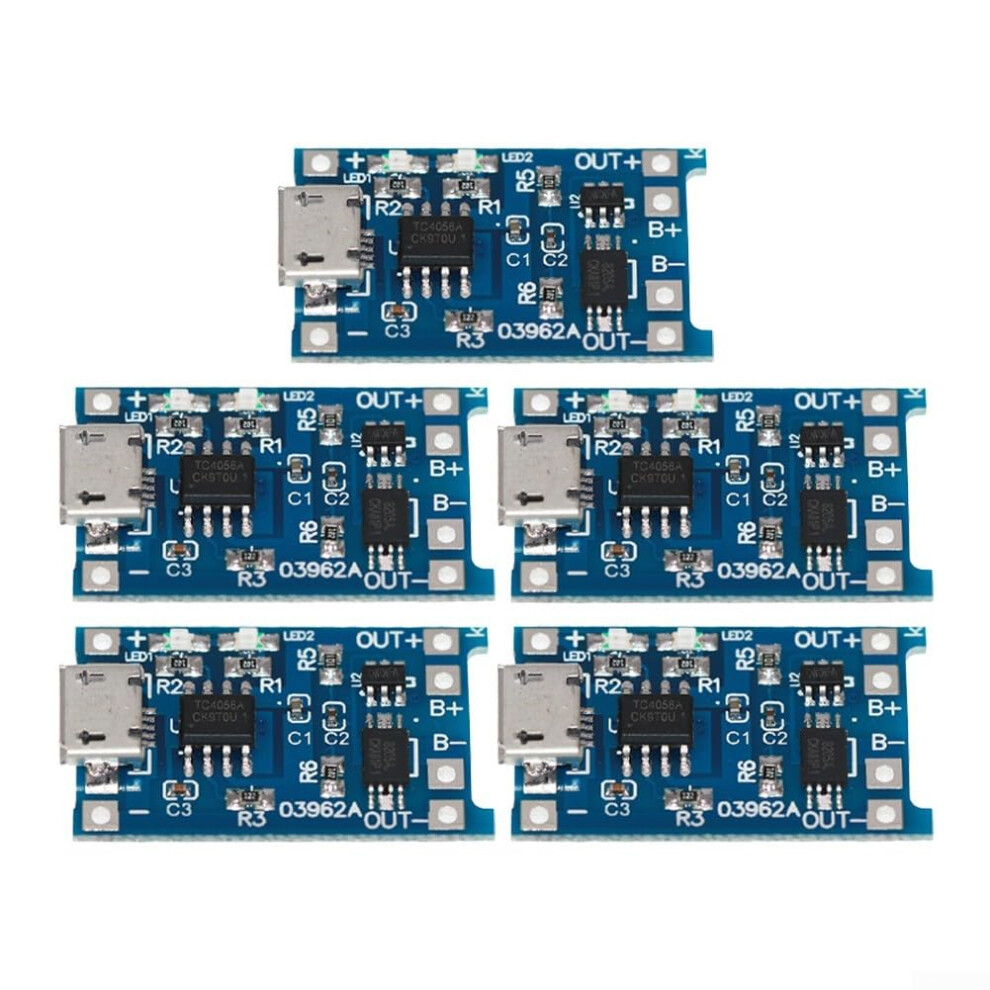 Usb Lithium Ion Battery Charger Boards Pack Of 5 Modules With Built In Indicator Functions 9339159249499