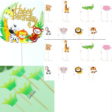 Toppers de cupcake de dinossauro, decoração para festa temática, palitos atóxicos de qualidade alimentar, 22 unidades, papelão de alta qualidade