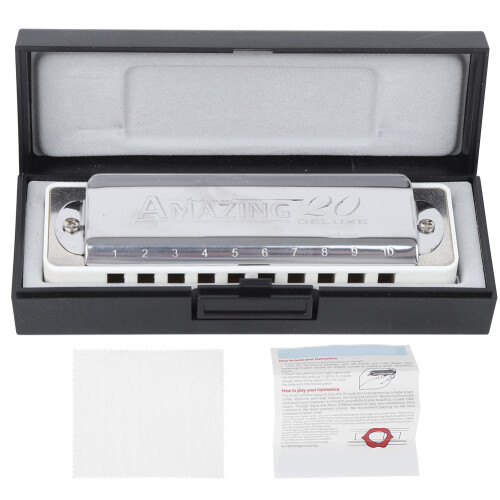 Blues Harmonica AM-20D 10-Hole E Key Brass/Phosphor Bronze, 1.0mm White 1