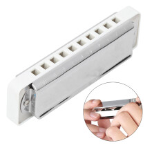 Blues Harmonica AM-20D 10-Hole White Brass Reed 1.0mm Beginner Wind Instrument