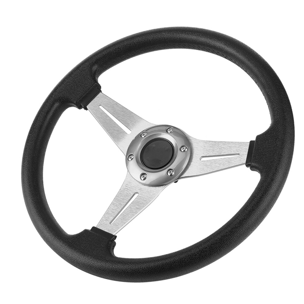 Racing Steering Wheel 350Mm/14In Universal Drifting Replacement Silver 9331361795344
