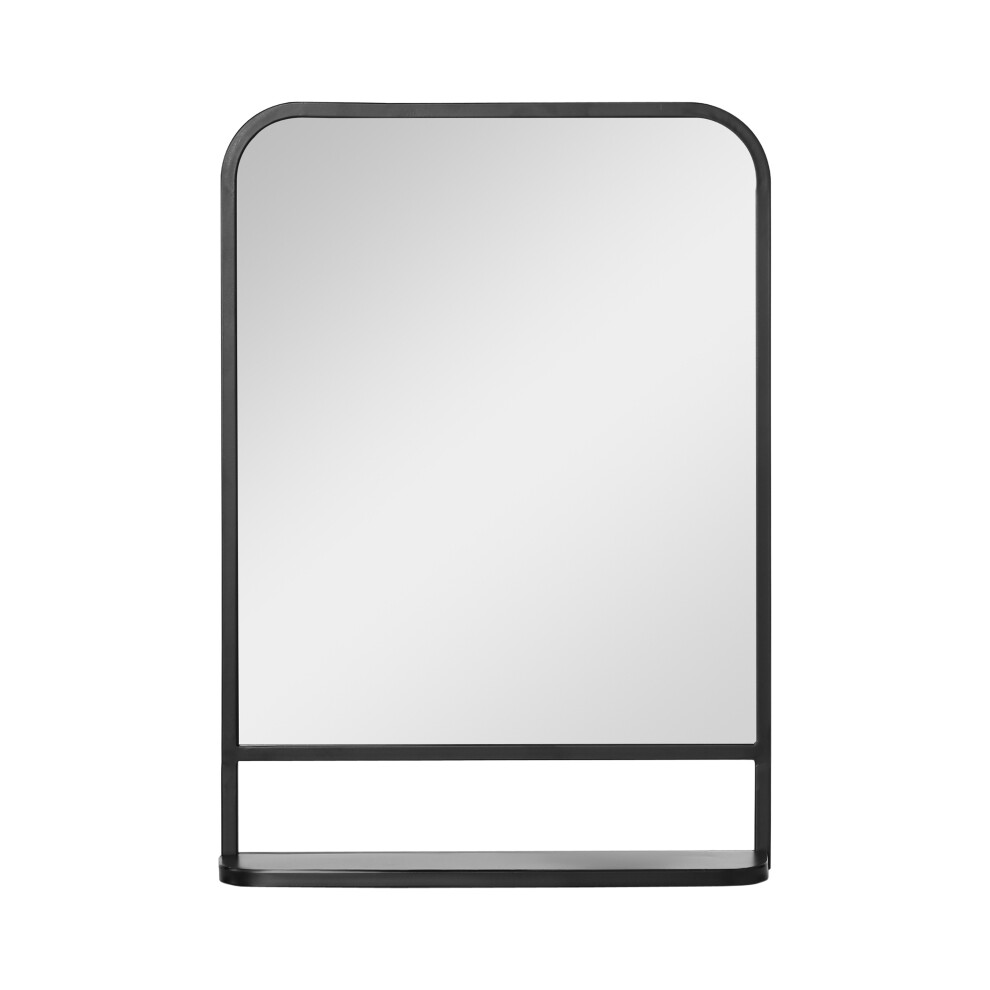 Square Wall Mirror with Storage Shelf HOMCOM 70x50cm Modern Black Mirror for Living Room & Bedroom-image-OPC-PMZJSTQ-NEW