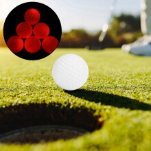 6PCS Synthetic Rubber LED Golf Balls Bright for Night & Day Training Red Color