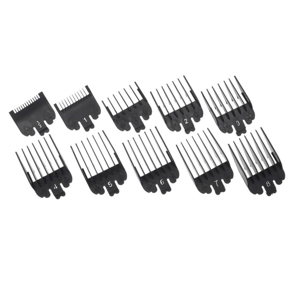 Professional Hair Clipper Combs Set 8/10pcs Guard Attachments Black Plastic