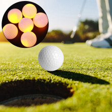 6PCS Bright LED Golf Balls Synthetic Rubber Orange for Night Training