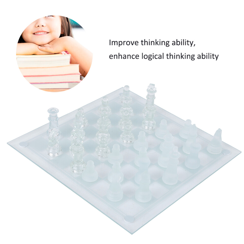 Dull Polish Glass Chessboard 25x25cm with 32 Crystal Checkers-image-OPC-PMZJT7V-NEW