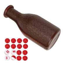 Billiard Pool Shaker Bottle with 16 Tally Balls, Rubber, 165x75mm Brown