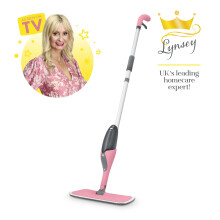 SWFC1000QOCN Lynsey Queen of Clean Spray Mop with Wet Mopping Pad. Dry Dusting Pad, Soft Abrasive Pad, Cleaning Tool and 500ml Anti-Leak Bottle, Pink