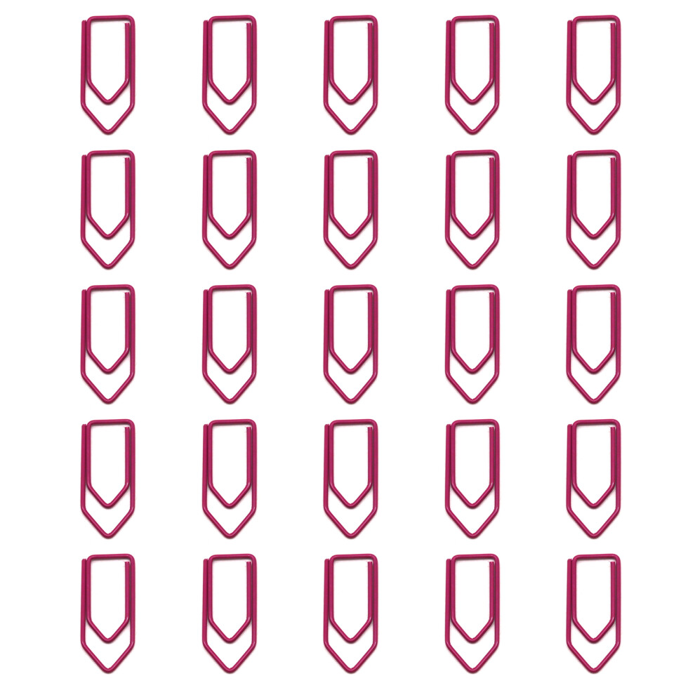25Pcs Metal Paper Clips Crayon Flag Design Office-Rose Red 7696000303864