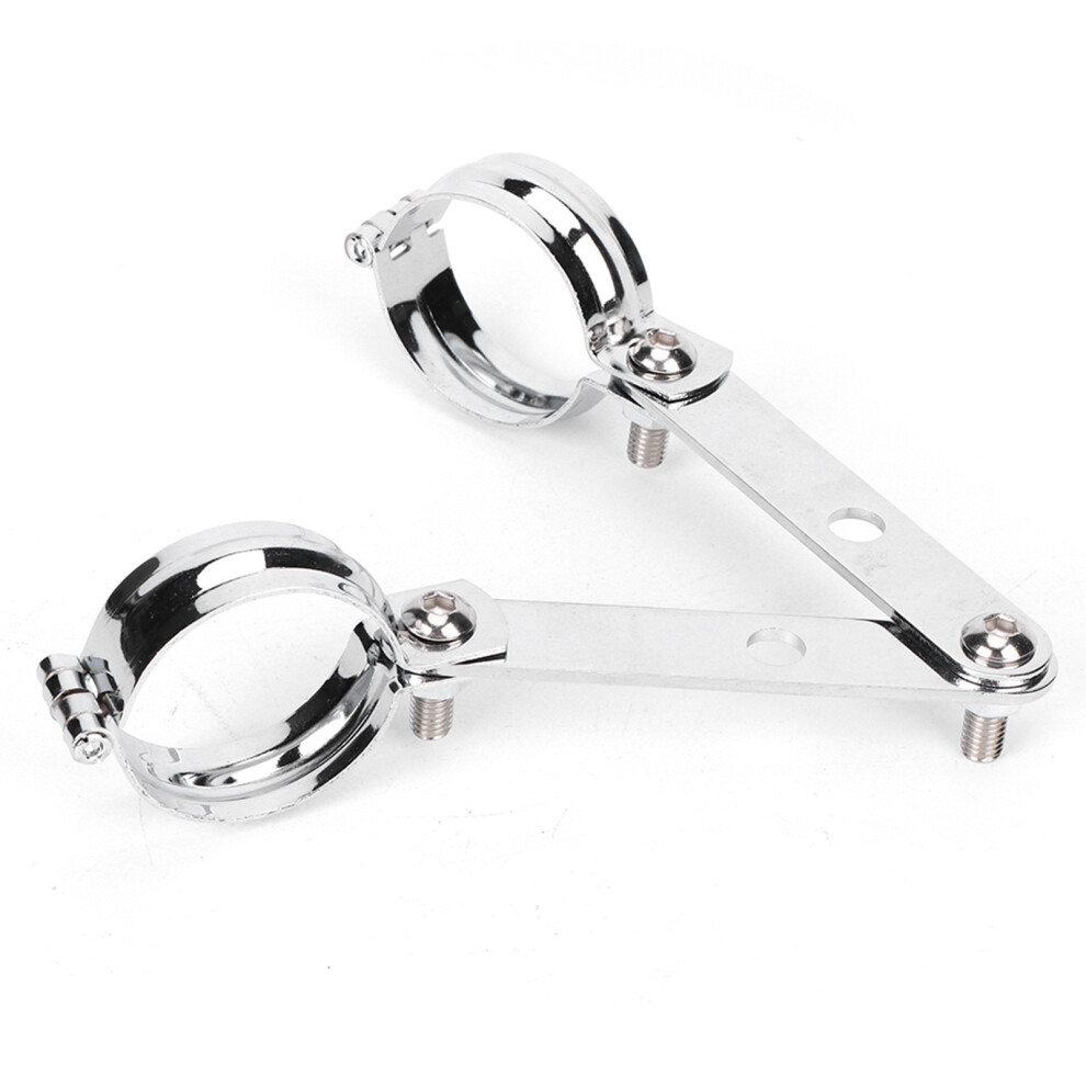 Retro Aluminum Headlight Bracket Fork Clamp 41-51Mm Electrosilver 9461361806501