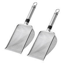 2Pcs Stainless Steel Kitten Litter Scooper Metal Sand Sifter Pet