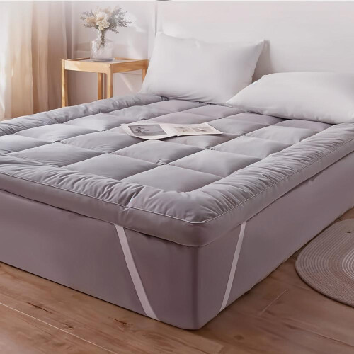 Living And Home Grey Comfortable Quilted Mattress Topper, King 1