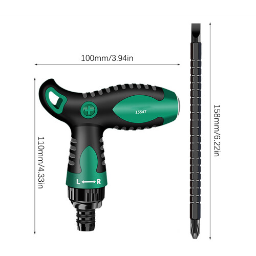 T-Type Screwdriver Set Ratchet Magnetic Impact Screw Driver Bit 2
