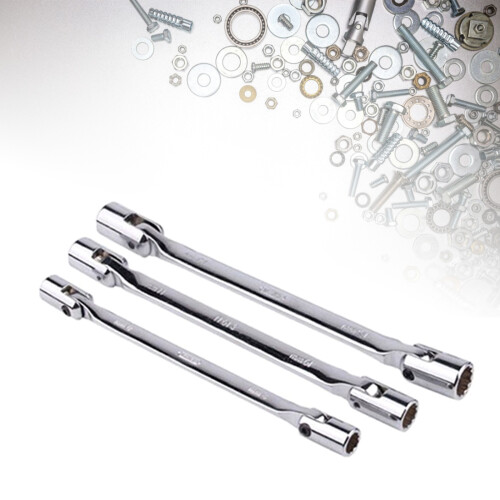 3x Double-Ended 12 Point Swivel Head Flexible Socket Wrench 1