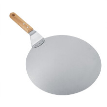 Pizzaspade for hjemmelaget baking, trehåndtak i rustfritt stål, 12-tommers spade, ergonomisk design med avrundede kanter, lett og varmebestandig,