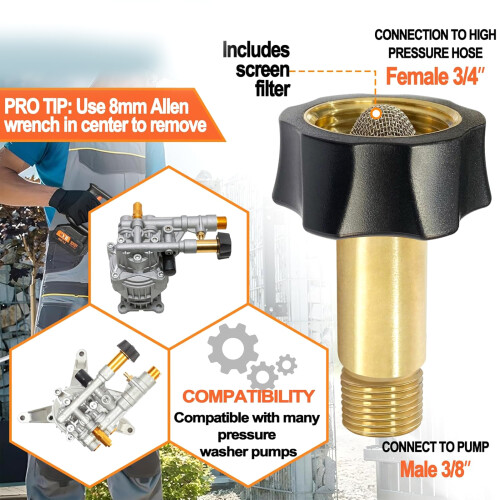 2Pcs Brass Pressure Washer Replacement Adapter Set Pressure 1