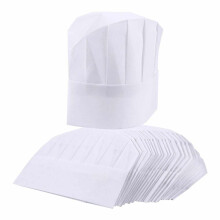Professional Kitchen Staff Essentials, 24-Count Disposable Chef Hats in White, Birthday Party Supplies, Non-woven Fabric, Multi-use Catering & Theme P